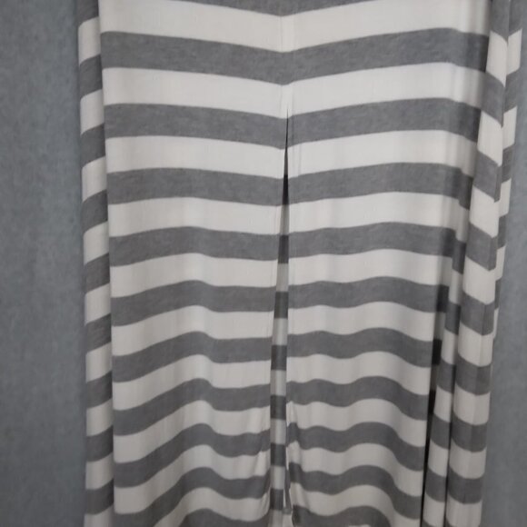 New York & Co | Soho Street Striped Knit Maxi Skirt Front Slit Gray White | Sz L - Picture 3 of 9